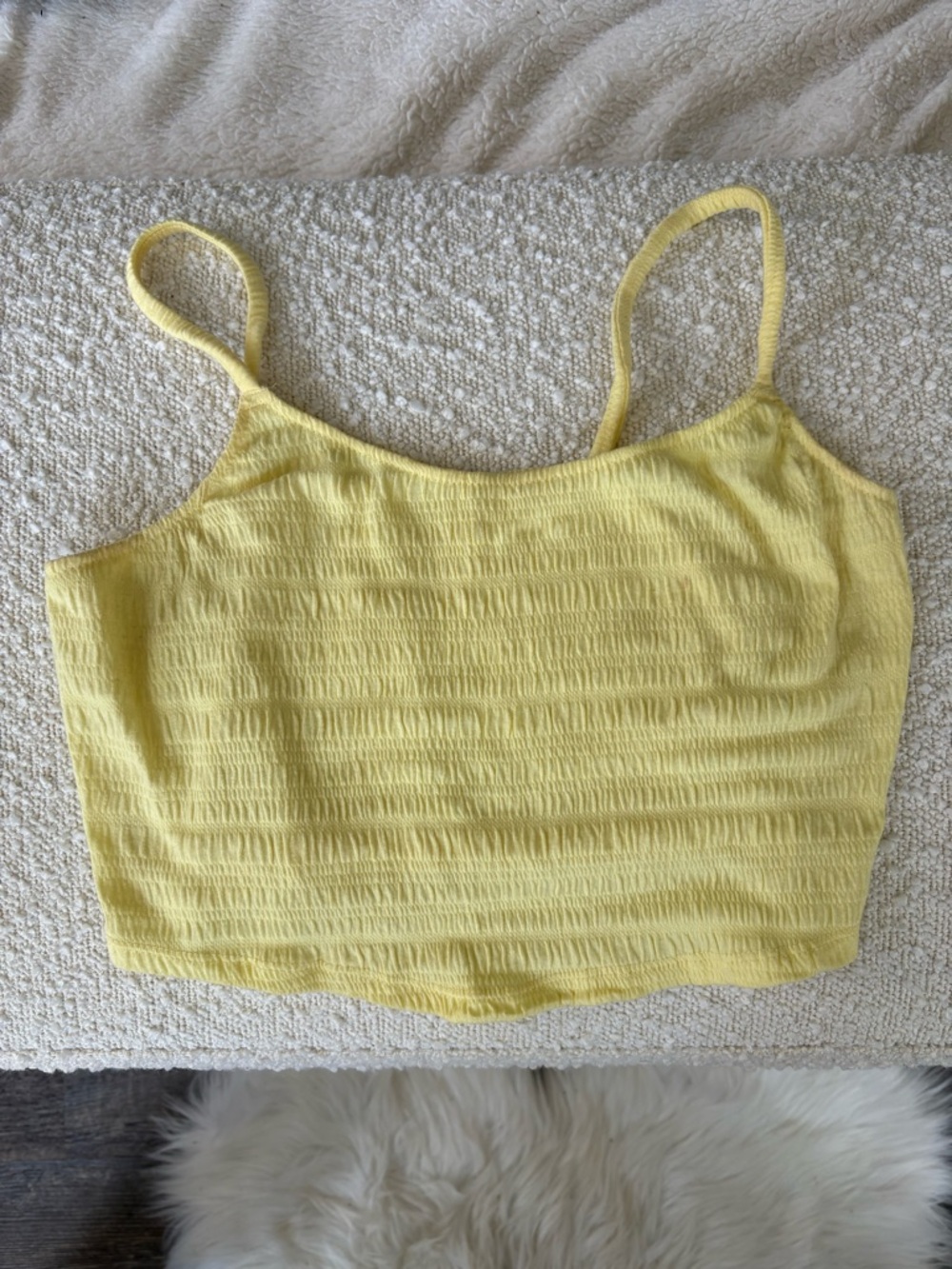 Yellow Smocked Crop Cami